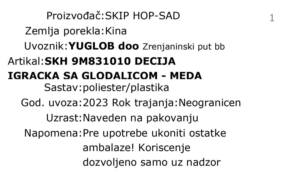 Skip Hop dečija igračka sa glodalicom - meda 9M831010 deklaracija
